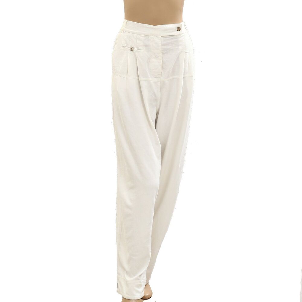 Free People Free Est Pleated Trouser Pants Mid Rise Pull On Ivory M 284825